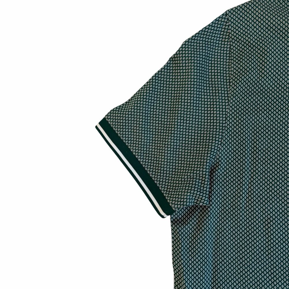 Ted Baker Geo Textured Short Sleeve Polo Shirt Regular Dark Green Sz7 US 3XL NEW - Picture 15 of 15